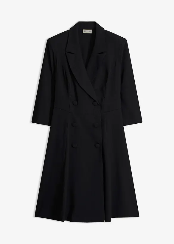 Blazerkleid mit ausgestelltem Rockteil in schwarz von vorne - bonprix