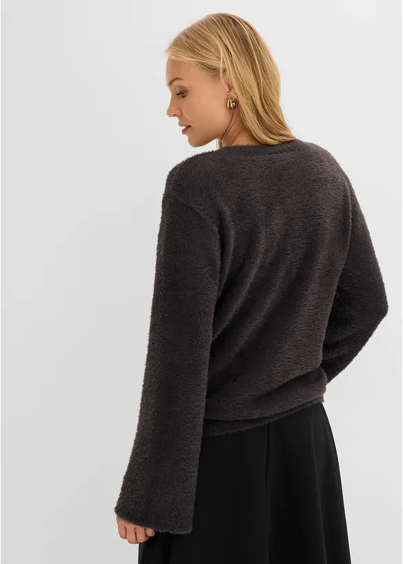 Softer Pullover mit weiten Ärmeln in grau von hinten (im Anschnitt) - bonprix Softer Pullover mit weiten Ärmeln in grau von hinten (im Anschnitt) - bonprix