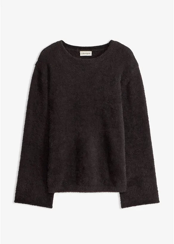 Softer Pullover mit weiten Ärmeln in grau von vorne - bonprix Softer Pullover mit weiten Ärmeln in grau von vorne - bonprix