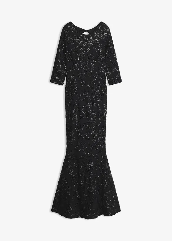 Paillettenkleid mit Rückenausschnitt in schwarz von vorne - bonprix Paillettenkleid mit Rückenausschnitt in schwarz von vorne - bonprix