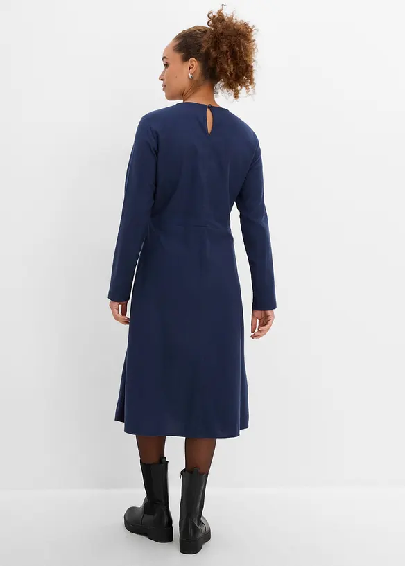 Leichtes Flanellkleid aus reiner Baumwolle in blau von hinten (Totalaufnahme) - bonprix