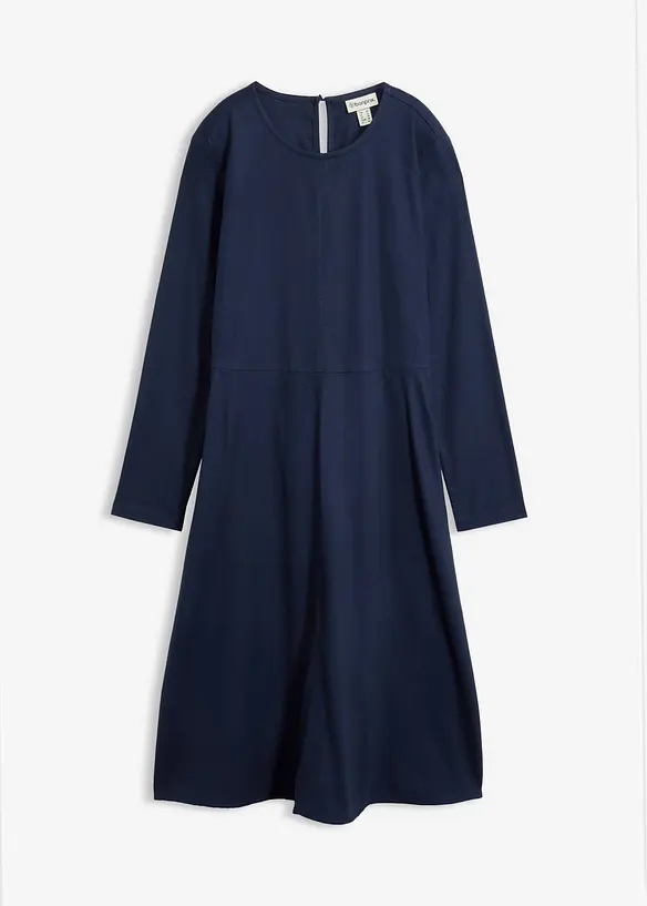 Leichtes Flanellkleid aus reiner Baumwolle in blau von vorne - bonprix