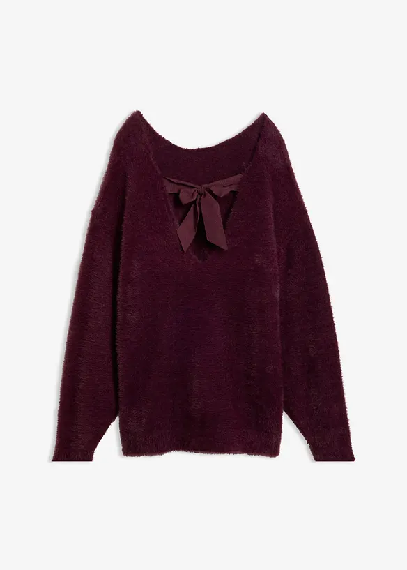 Longpullover aus weichem Federgarn in rot von vorne - bonprix