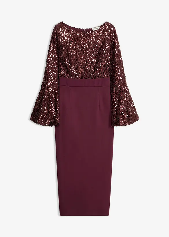 Midikleid mit Pailletten in rot von vorne - bonprix