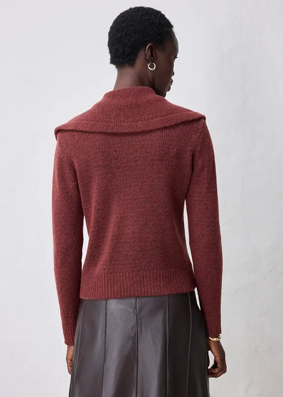 Pullover aus weichem Woll-Mix in braun von hinten (im Anschnitt) - bonprix