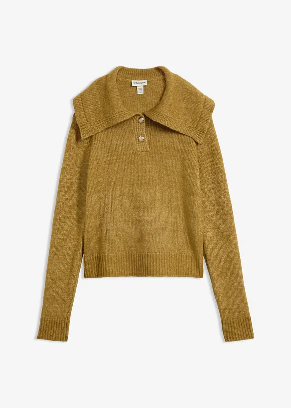 Pullover aus weichem Woll-Mix in grün von vorne - bonprix