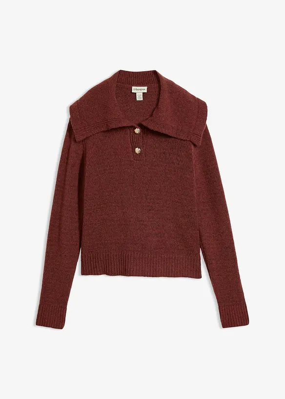 Pullover aus weichem Woll-Mix in braun von vorne - bonprix