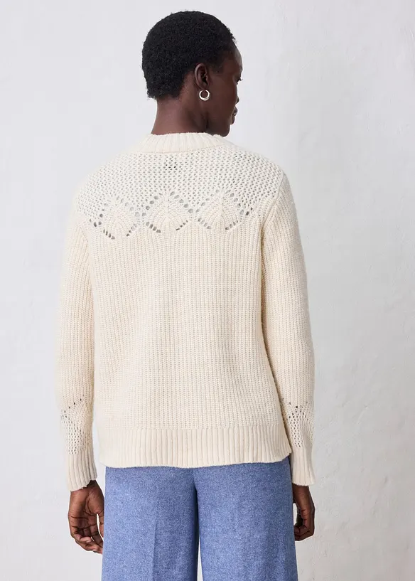 Pullover aus weichem Woll-Mix in beige von hinten (im Anschnitt) - bonprix