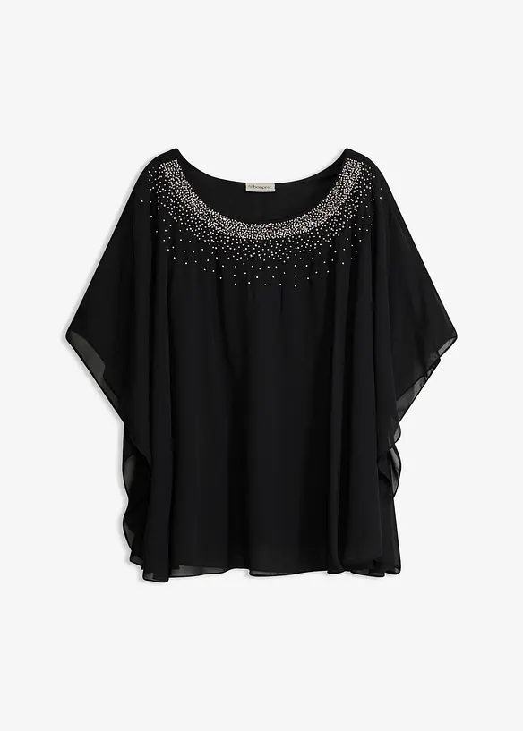 Oversize-Bluse in schwarz von vorne - bonprix