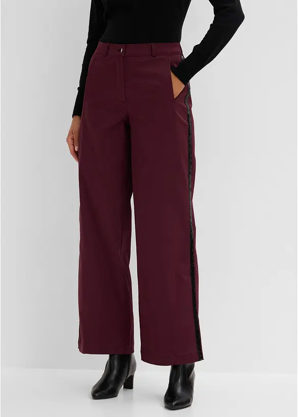 Baumwoll-Stretchhose mit Galonstreifen in rot von vorne - bonprix