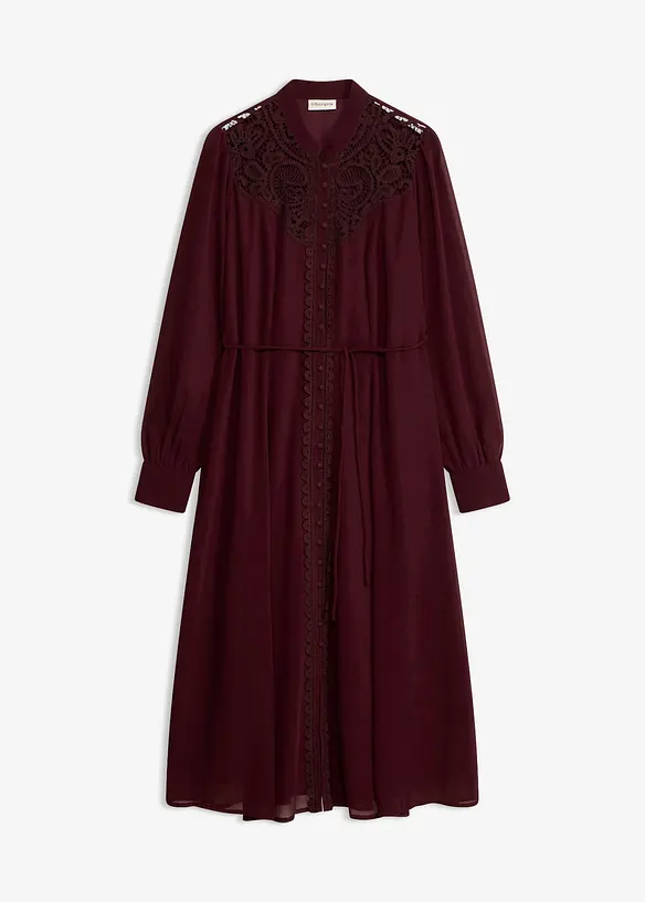 Chiffonkleid mit aufwendigem Spitzenbesatz in rot von vorne - bonprix