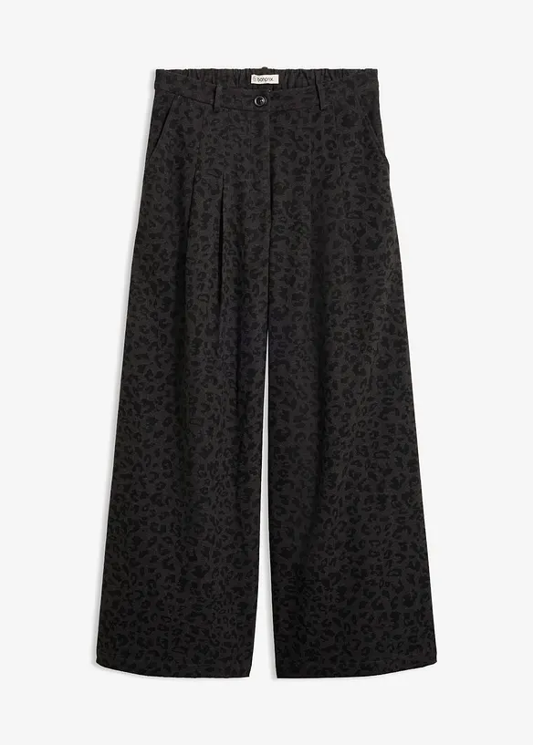 Bundfaltenhose mit Bequembund in grau von vorne - bonprix