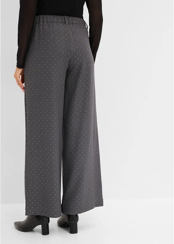 Bundfaltenhose mit Glitzer in grau von hinten - bonprix