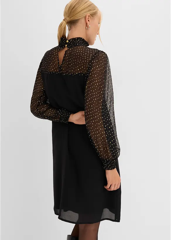 Tunika-Kleid in A-Linie in schwarz von hinten (Totalaufnahme) - bonprix