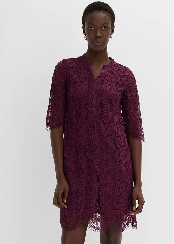 Spitzenkleid in lila von vorne (Totalaufnahme) - bonprix