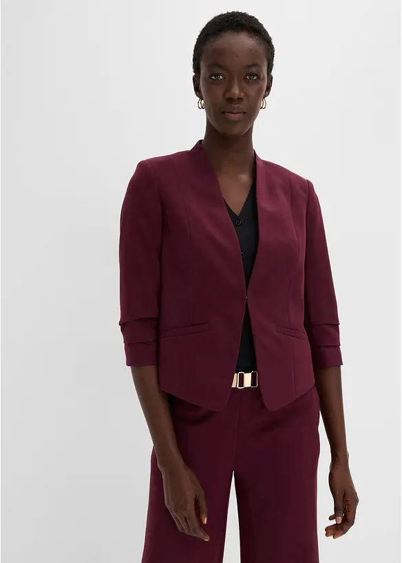 Blazer mit gerafften 3/4-Ärmeln in rot von vorne (im Anschnitt) - bonprix