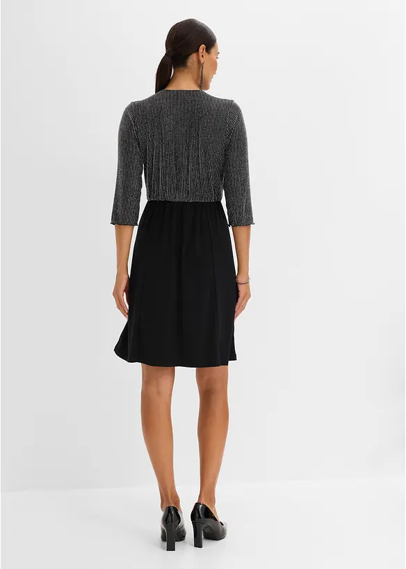 Jerseykleid mit Glitzereinsatz in schwarz von hinten (Totalaufnahme) - bonprix