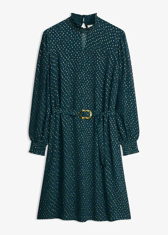 Chiffonkleid mit elegantem Gürtel in grün von vorne - bonprix