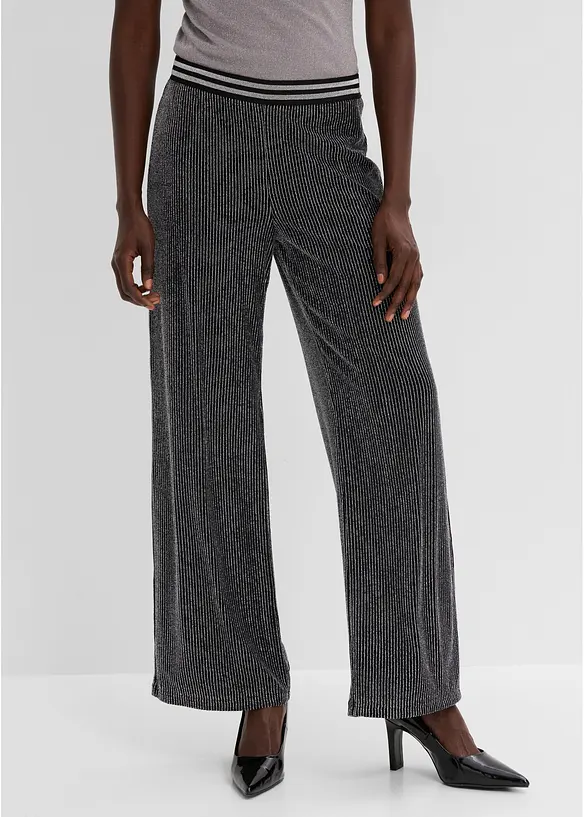 Jersey-Hose mit Glitzerstreifen in schwarz von vorne - bonprix Jersey-Hose mit Glitzerstreifen in schwarz von vorne - bonprix
