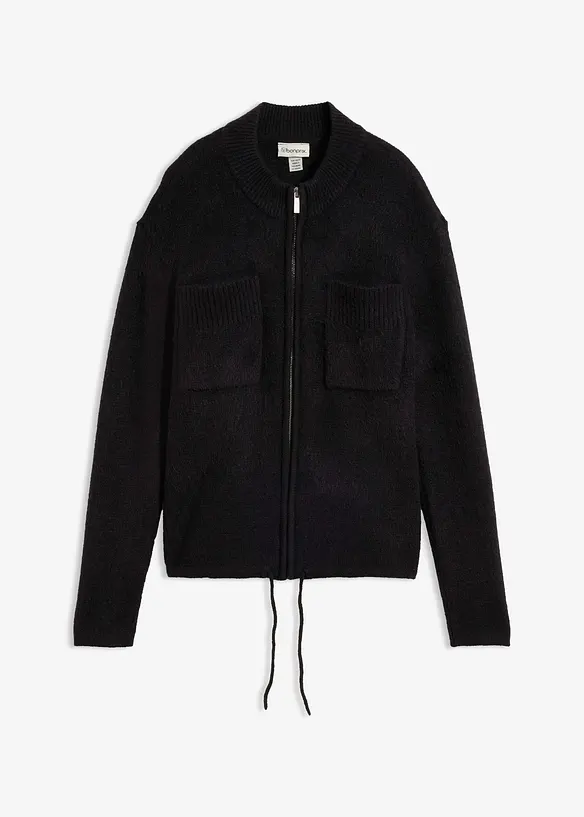 Feinstrickjacke in schwarz von vorne - bonprix