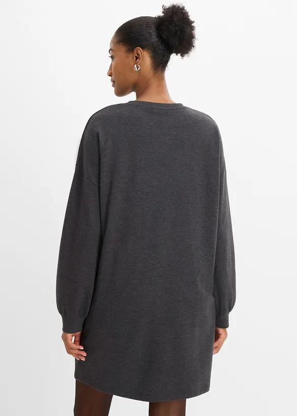 Oversize Sweatkleid in grau von hinten (Totalaufnahme) - bonprix