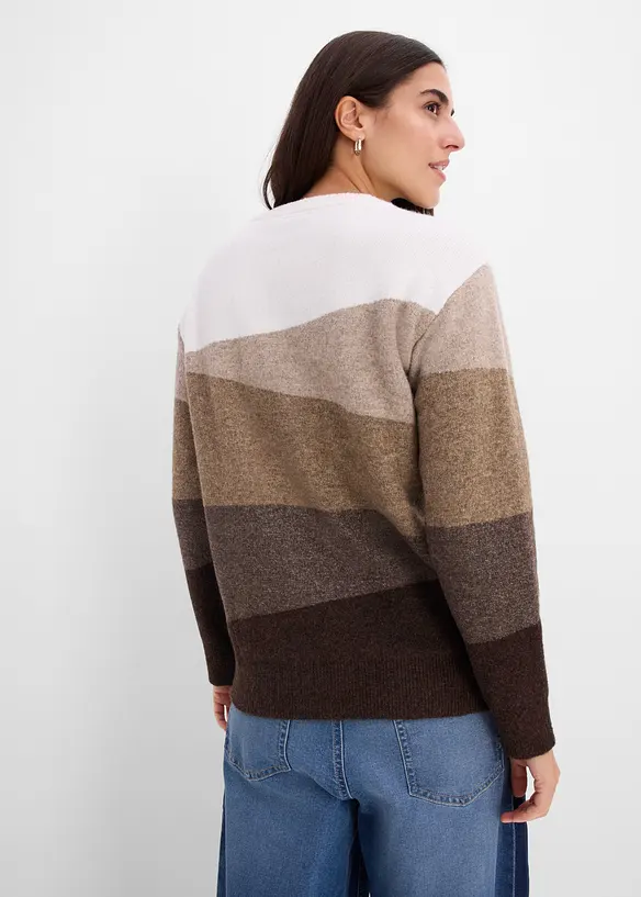 Weit geschnittener Pullover in braun von hinten (im Anschnitt) - bonprix