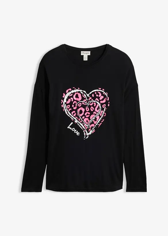 Langarmshirt aus softer Viskose in schwarz von vorne - bonprix Langarmshirt aus softer Viskose in schwarz von vorne - bonprix