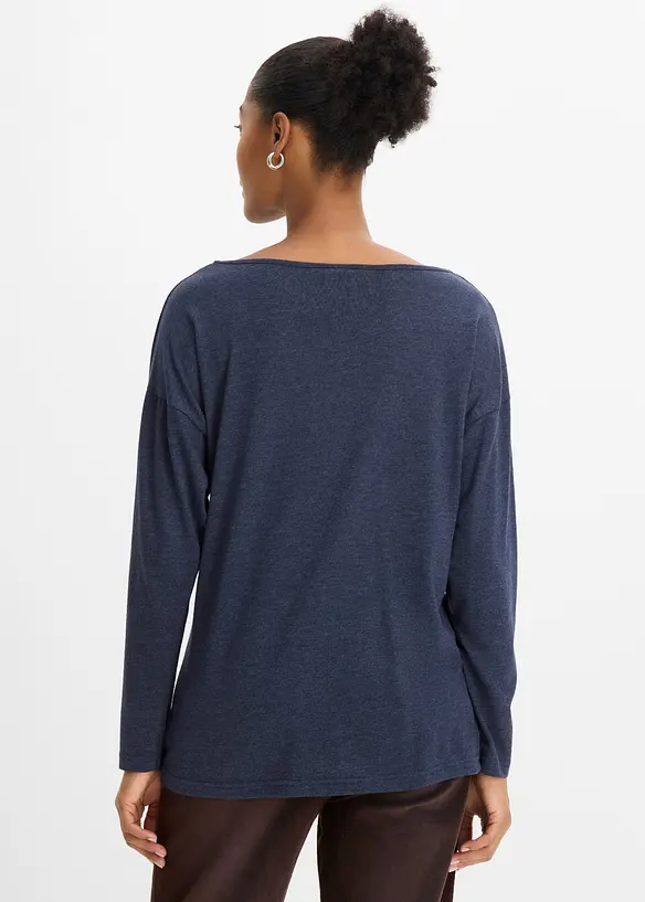 Weites Langarmshirt in blau von hinten (im Anschnitt) - bonprix