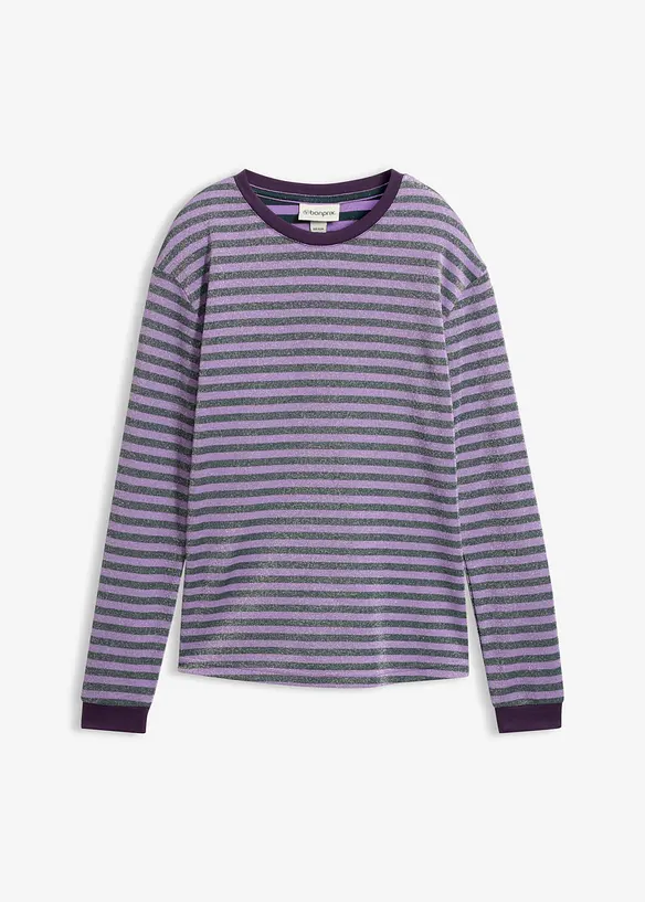 Langarmshirt mit Glitzergarn in grün von vorne - bonprix