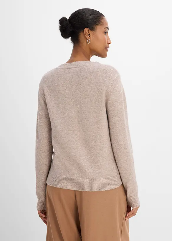 Strickjacke mit funkelndem Pailletten-Verlauf in beige von hinten (im Anschnitt) - bonprix