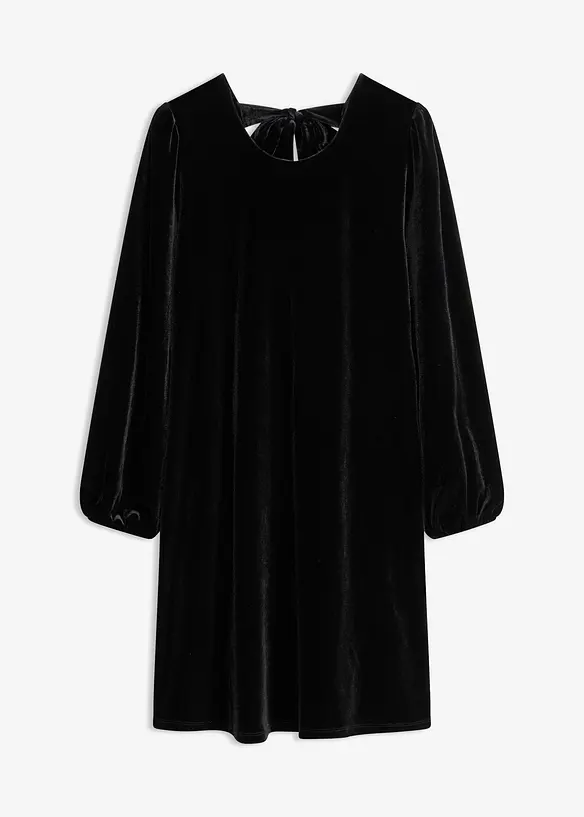 Minikleid aus Samt in schwarz von vorne - bonprix Minikleid aus Samt in schwarz von vorne - bonprix