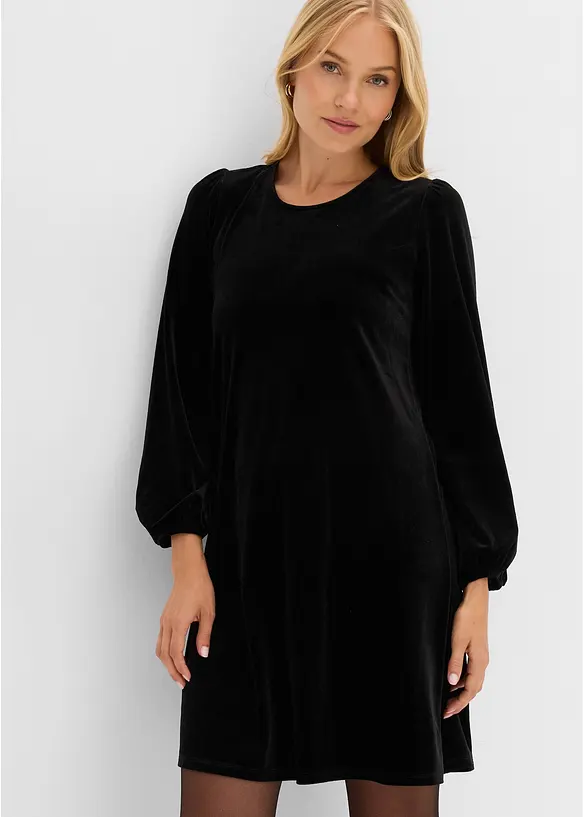 Minikleid aus Samt in schwarz von vorne (Totalaufnahme) - bonprix Minikleid aus Samt in schwarz von vorne (Totalaufnahme) - bonprix