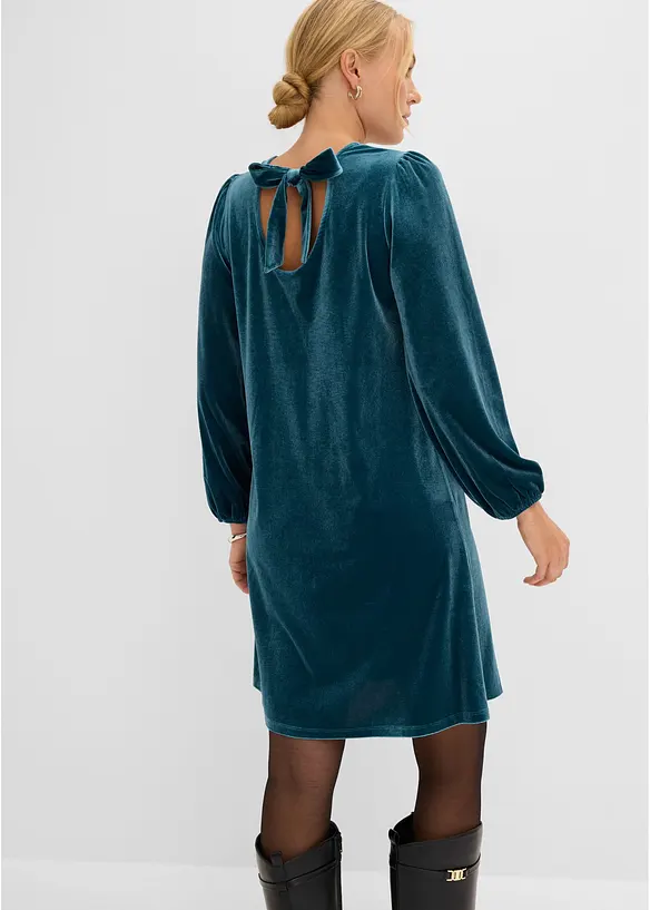 Minikleid aus Samt in petrol von hinten (Totalaufnahme) - bonprix Minikleid aus Samt in petrol von hinten (Totalaufnahme) - bonprix