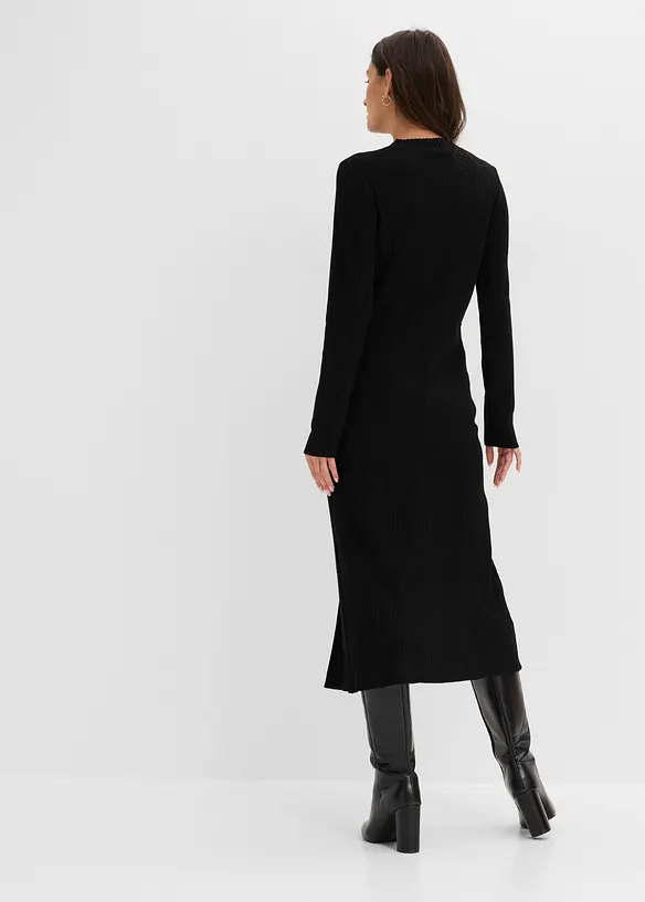 Strickkleid mit Perlen-Details in schwarz von hinten (Totalaufnahme) - bonprix