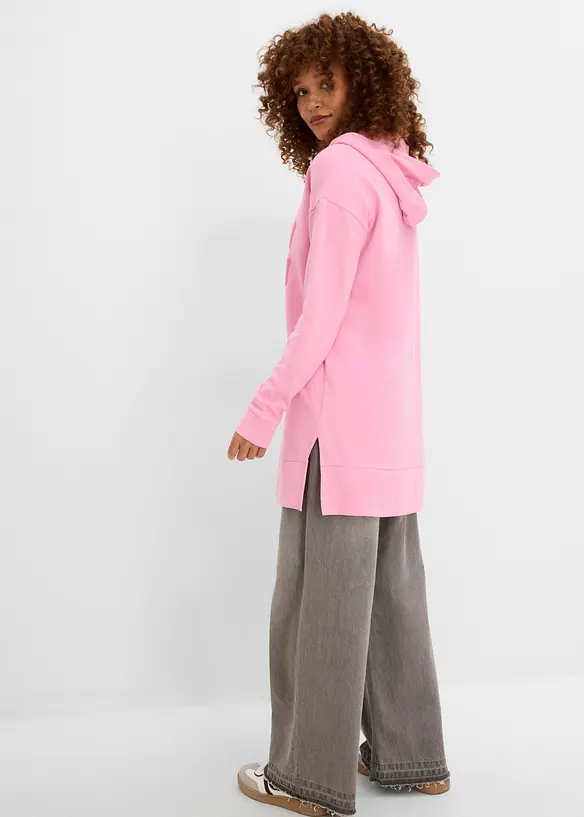 Long-Sweatshirt aus reiner Bio-Baumwolle in rosa von hinten (im Anschnitt) - bonprix