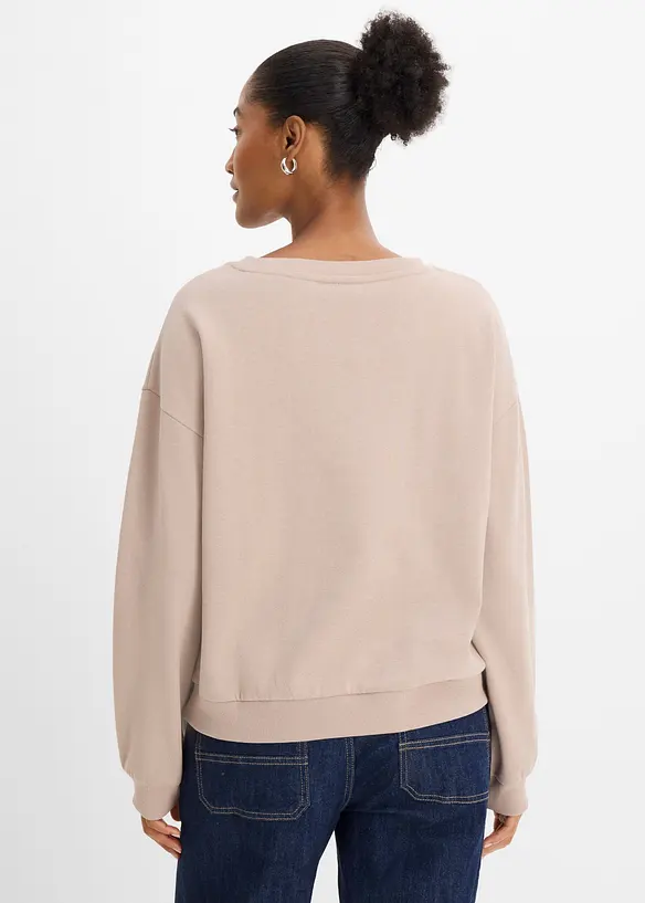 Sweatshirt aus weichem Baumwoll-Mix in grau von hinten (im Anschnitt) - bonprix