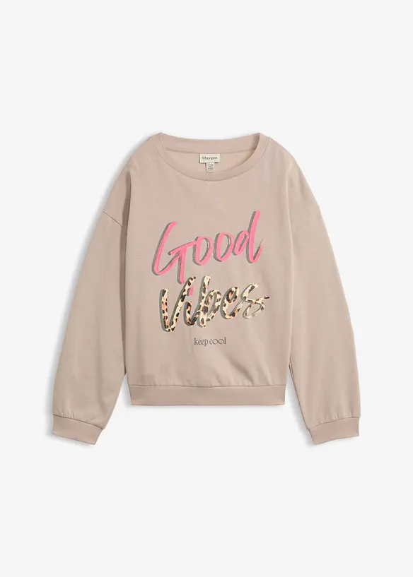 Sweatshirt aus weichem Baumwoll-Mix in grau von vorne - bonprix