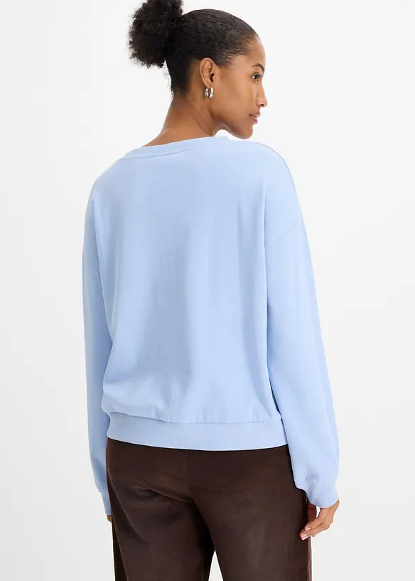 Sweatshirt aus weichem Baumwoll-Mix in blau von hinten (im Anschnitt) - bonprix Sweatshirt aus weichem Baumwoll-Mix in blau von hinten (im Anschnitt) - bonprix