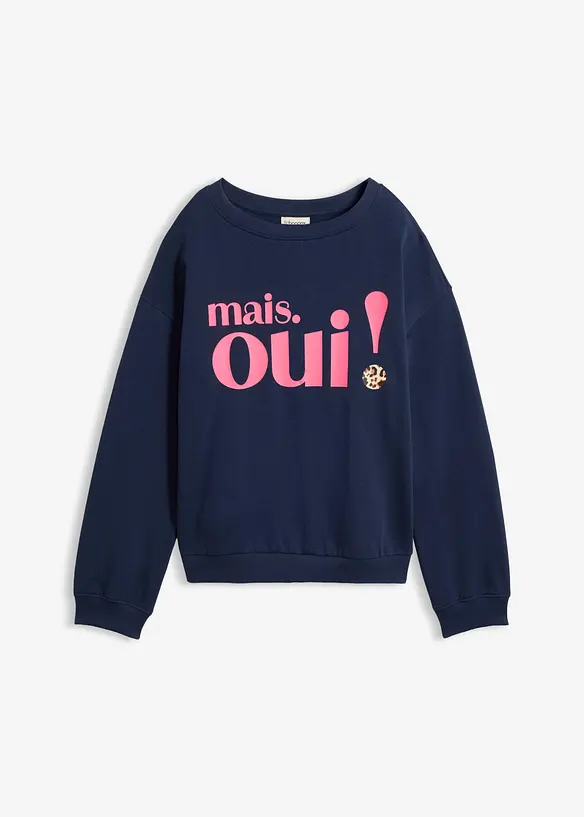 Sweatshirt aus weichem Baumwoll-Mix in blau von vorne - bonprix