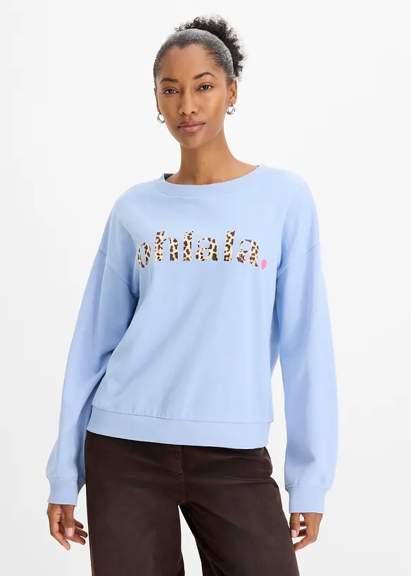 Sweatshirt aus weichem Baumwoll-Mix in blau von vorne (im Anschnitt) - bonprix Sweatshirt aus weichem Baumwoll-Mix in blau von vorne (im Anschnitt) - bonprix