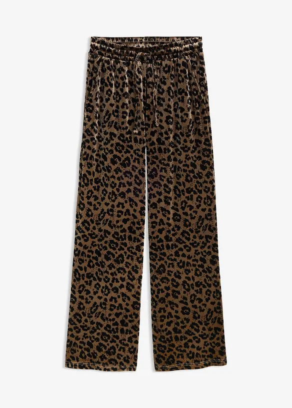 Palazzo-Hose aus softem Samt in braun von vorne - bonprix