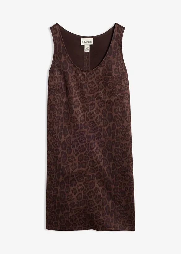 Trägerkleid in Wildleder-Optik in braun von vorne - bonprix
