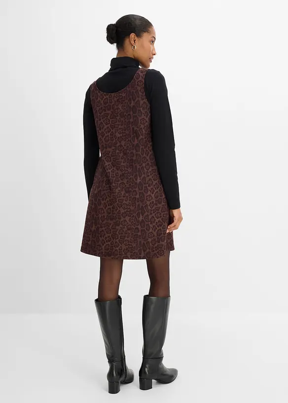 Trägerkleid in Wildleder-Optik in braun von hinten (Totalaufnahme) - bonprix