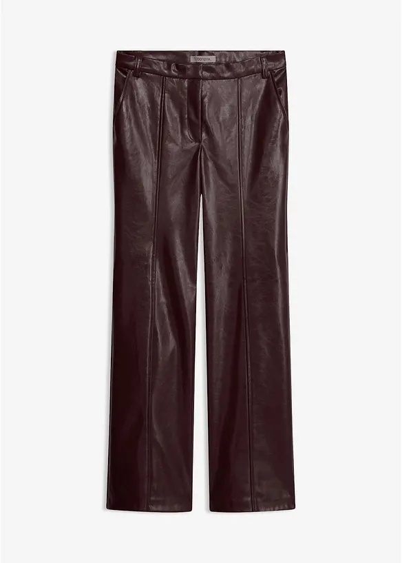 Gerade Lederimitat-Hose in rot von vorne - bonprix