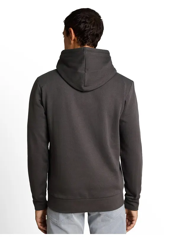 Tom Tailor Hoodie aus weichem Baumwoll-Mix in grau von hinten (im Anschnitt) - Tom Tailor