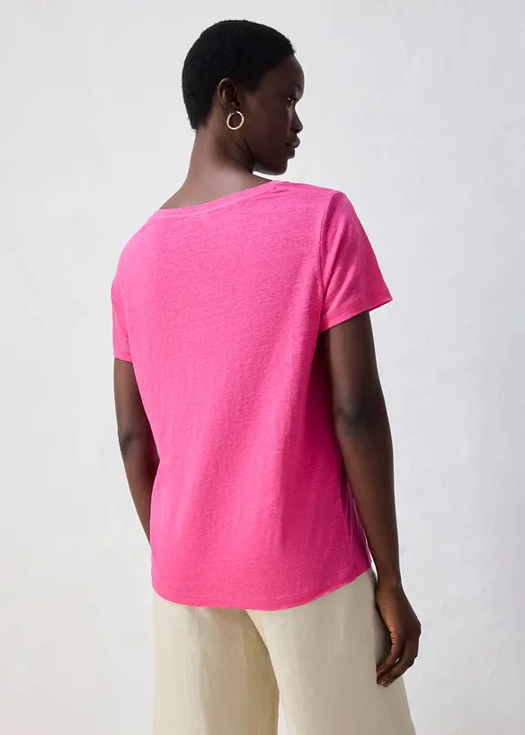 T-Shirt aus reinem Leinen in pink von hinten (im Anschnitt) - bonprix T-Shirt aus reinem Leinen in pink von hinten (im Anschnitt) - bonprix