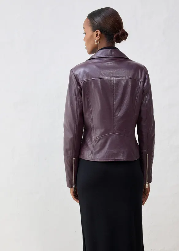 Bikerjacke aus Nappaleder in rot von hinten (im Anschnitt) - bonprix