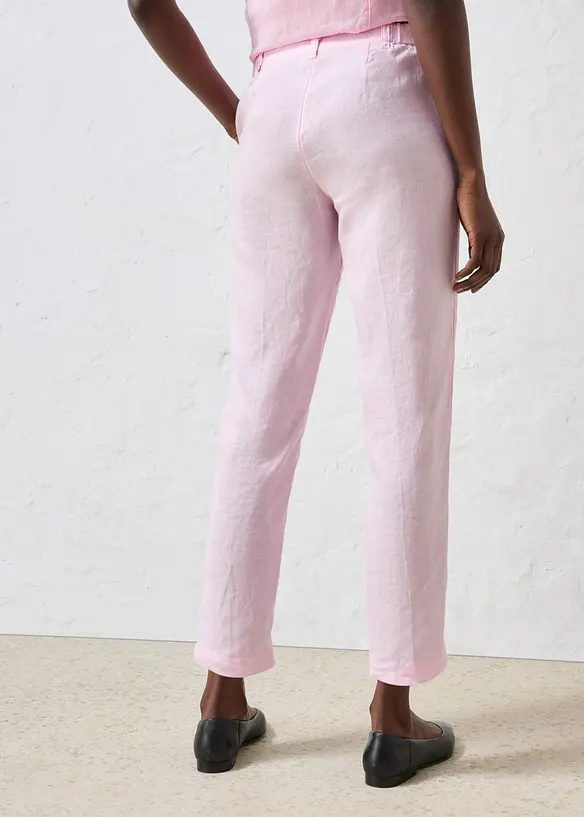 verkürzte Hose aus reinem Leinen in rosa von hinten - bonprix verkürzte Hose aus reinem Leinen in rosa von hinten - bonprix