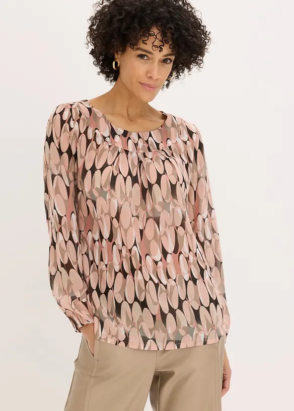 Tunikabluse aus Chiffon in rosa von vorne (im Anschnitt) - bonprix
