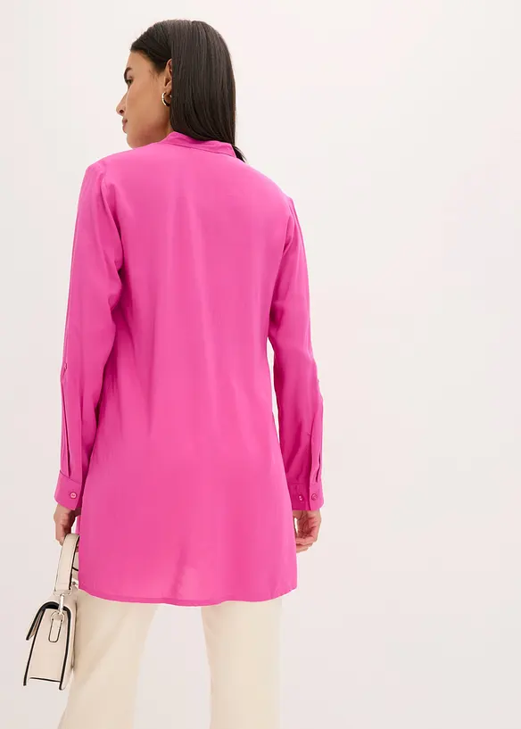 Longbluse aus fließender Viskose in pink von hinten (im Anschnitt) - bonprix